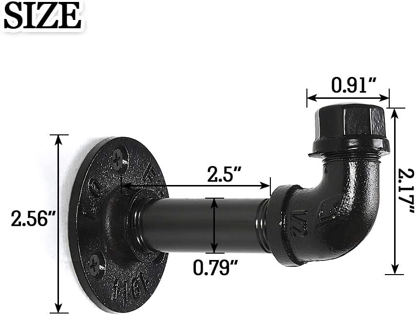 Towel Robe Hook Set, Industrial Iron Pipe Decor Coat Hook for Hanging, Heavy Duty Wall Mounted, Vintage DIY, 3 Pack - - 