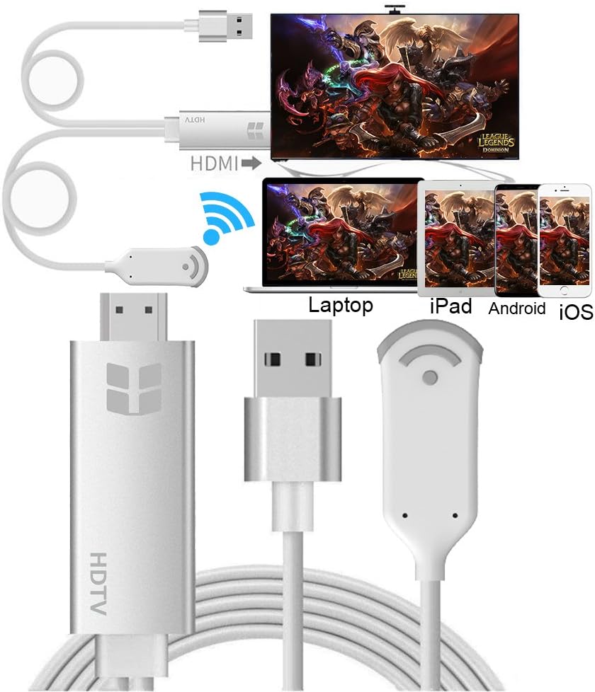 Wireless Display Adapter, Boscheng WiFi Wireless HDMI Dongle 1080P HDTV Adapter, Support DLNA & Miracast & AirPlay Mirroring Screen for iOS Android Smartphones Windows MacOS Laptops
