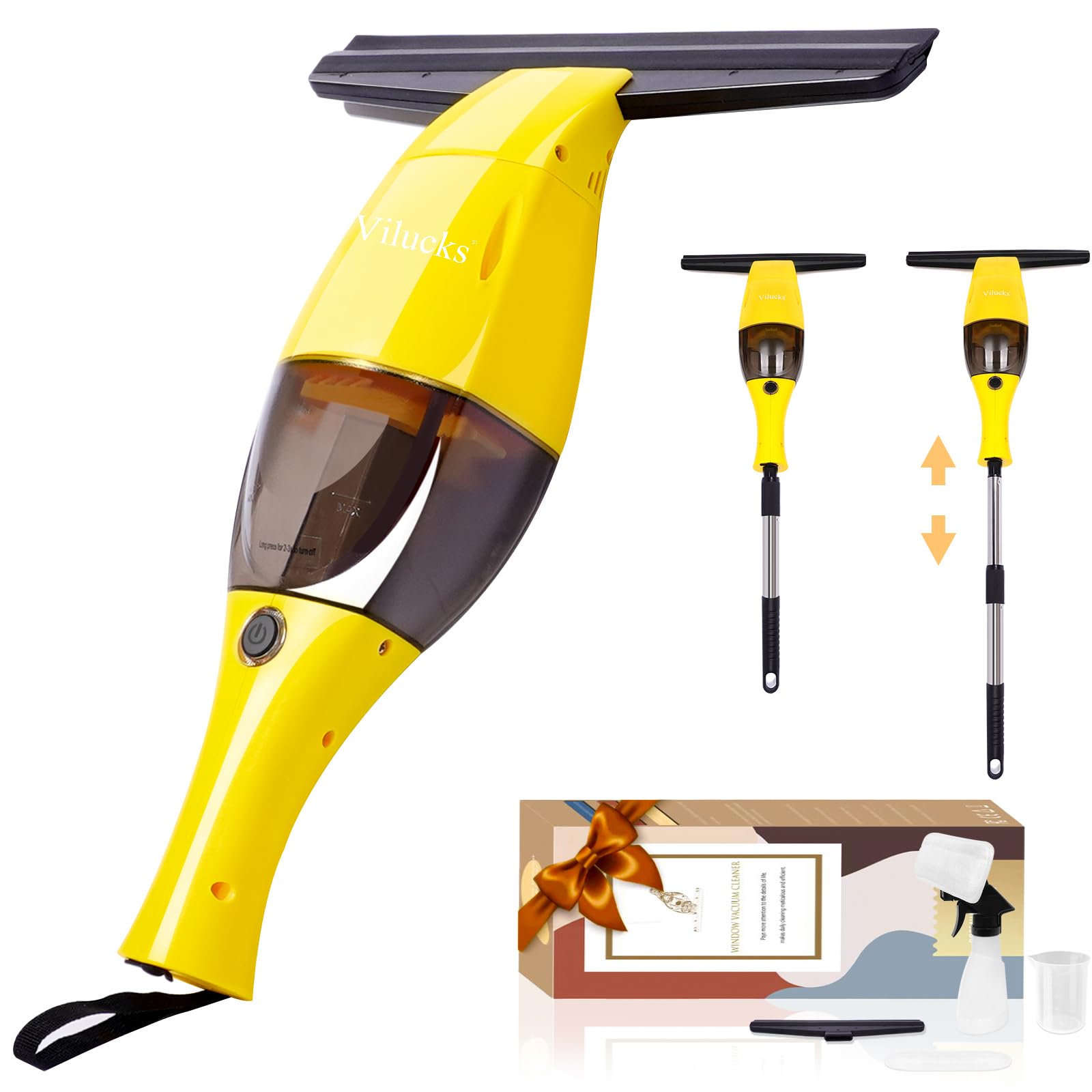 Photo 1 of Electric Window Vacuum Squeegee Cordless with Telescoping Handle, Window Steam Cleaner Squeegee, Rechargeable Window Vac, Battery Powered Squeegees for Windows, Mirror and Glass, Window Cleaning Tool
