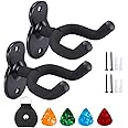 Guitar Wall Mount 2 Sets,Ukulele Hanger Hook Holder Stand Guitar Hangers Hooks for Acoustic Electric Bass Guitars and Ukulele