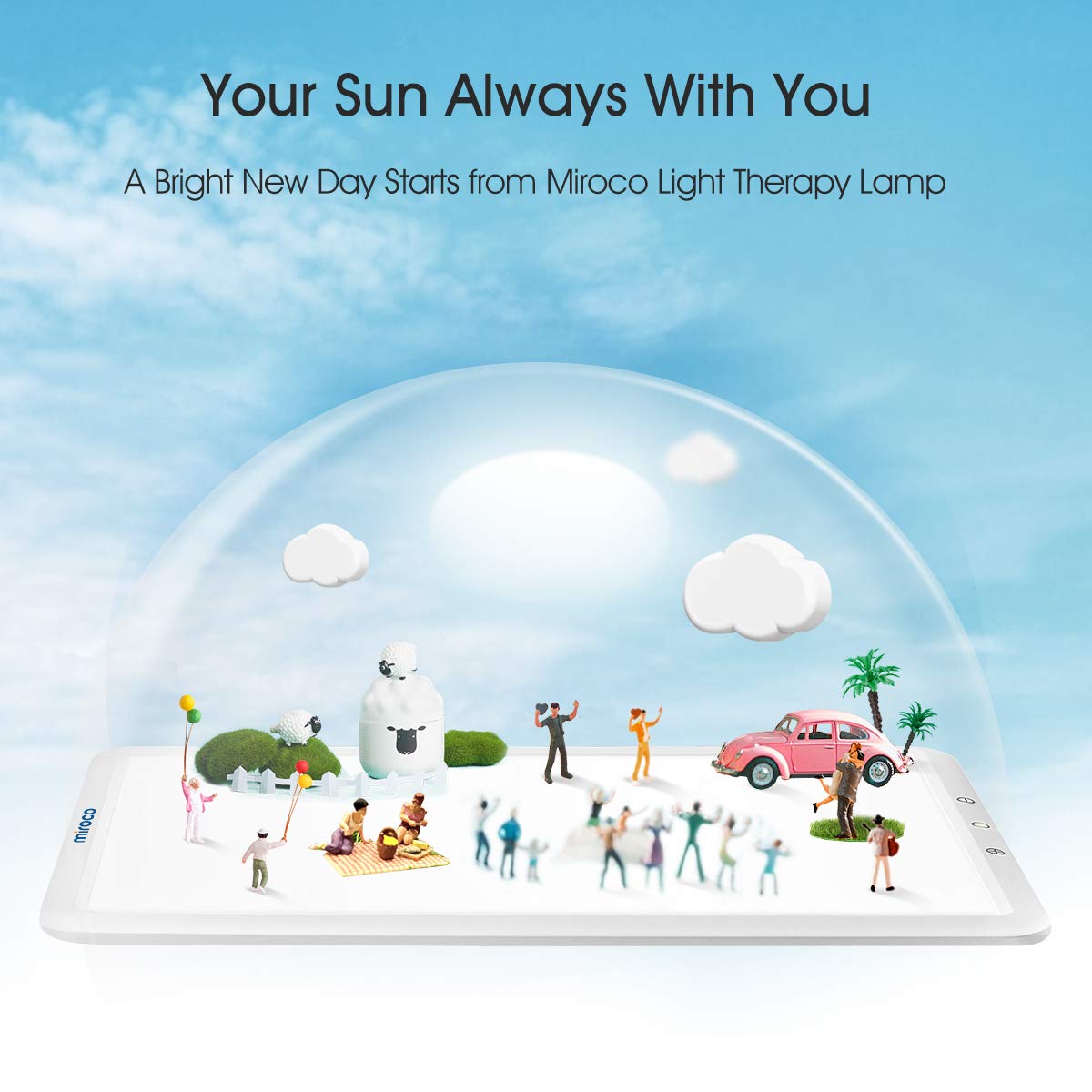 Miroco Light Therapy Lamp, UVFree 10000 Lux Happy Light Box, Bright