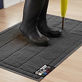 GORILLA GRIP Dirt Grabber Front Door Mat, 47x35 Heavy Duty Welcome Mats for Indoor or Outdoor Entryway Outside Entrance Rug Mesh Weave Low-Profile Doormat Stain and Fade Resistant Home Décor Dark Gray