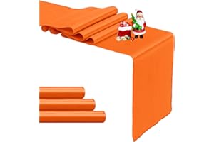 PUFOGU 4-Pack Orange Satin Table Runner 12 x 108 Inch Long Bright and Smooth Silk Fabric Table Runner for Wedding Banquet Birthday Party Decoration