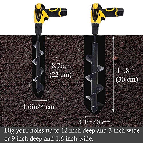 Garden Auger Drill Bit Set, 12" and 9" Inch Rapid Planter with Garden