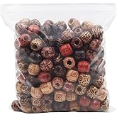INSPIRELLE 200pcs Large Painted Wooden Barrel Shaped Hair Beads Assorted African Beads Macrame Supplies for Jewelry Making and Crafts