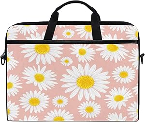 HAIIO Laptop Bag Case Flower Daisy Floral Pattern Print Computer Protector Bag 14-14.5 inch Travel Briefcase with Shoulder Strap for Women Men Girl Boys