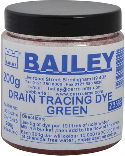 Bailey 3589 Green Drain Tracing Dye 8oz (200g) Water Flow Location