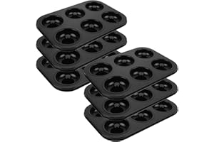 EATHEATY 6 Pack Donut Pan for Baking - 10.4 x 7.3 inch Nonstick Mini Doughnut Pan 6 Cavity Ring - Carbon Steel Bagel Donut Tr