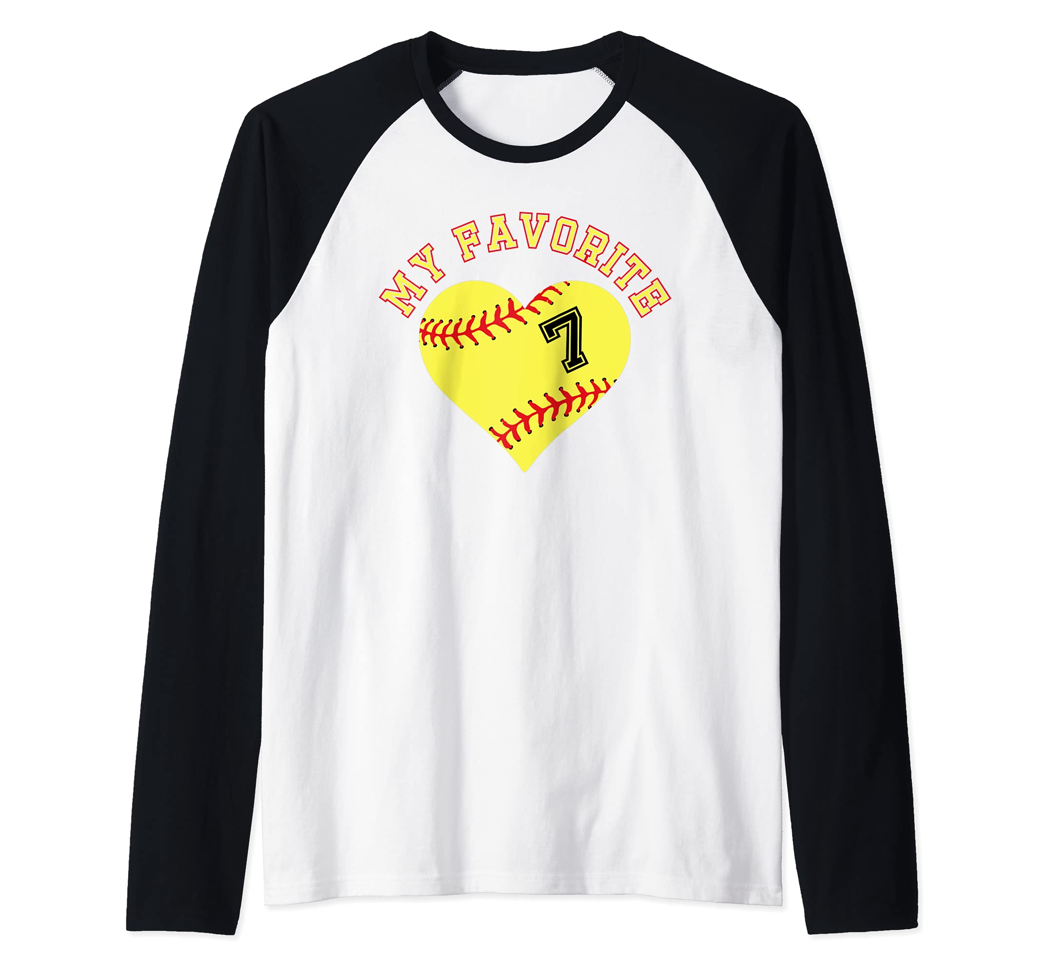 Softball Player 7 Jersey Outfit No #7 Sports Fan Raglan Baseball Tee