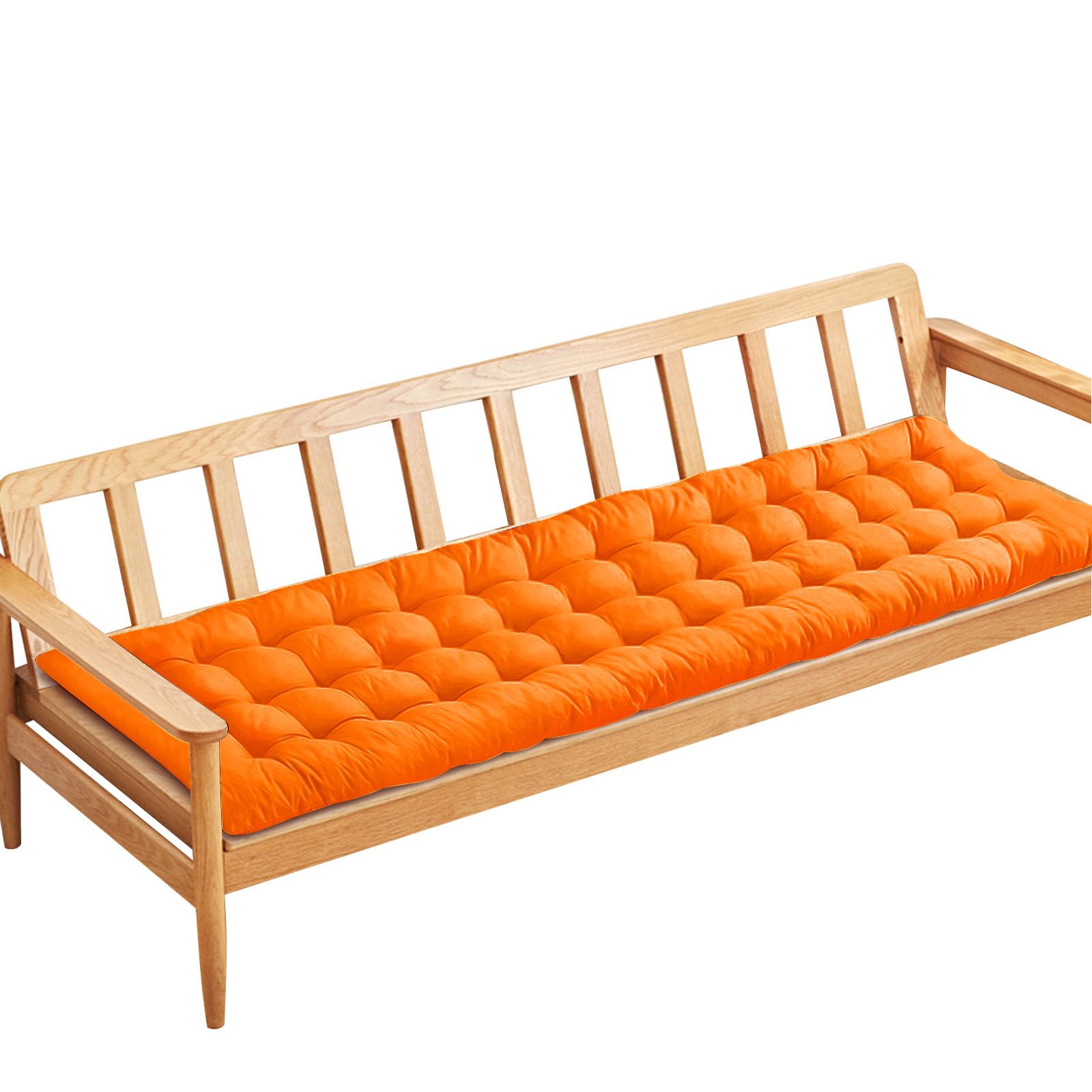 PLULON Orange Garden Bench Cushion, 2/3 Seater Garden Chair Pad Porch Swing Chair Cushion Bench Seat Pad Mat Furniture Pad for Patio Lawn Lounger Bench 120x48cm