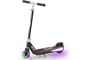 iScooter iK1 Electric Scooter for Kids Aged 6-10, Adjustable Speed & Height, Magnetic Safe Charging, Colorful Flashing Wheels & Deck Lights, E Scooter Suit for Beginners