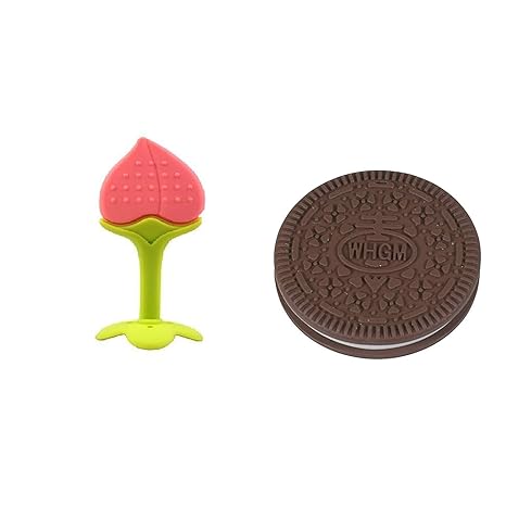 Honey Boo BPA-Free Silicone Food Nibbler for Fruit and Veggie with Rattle Handle (Multicolour, 6-12