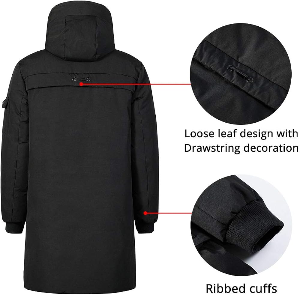 Pioneer Camp Men's Winter Coats Water-Repellent Windproof Thicken Parkas Long Hooded Padded Puffer Jacket: Clothing