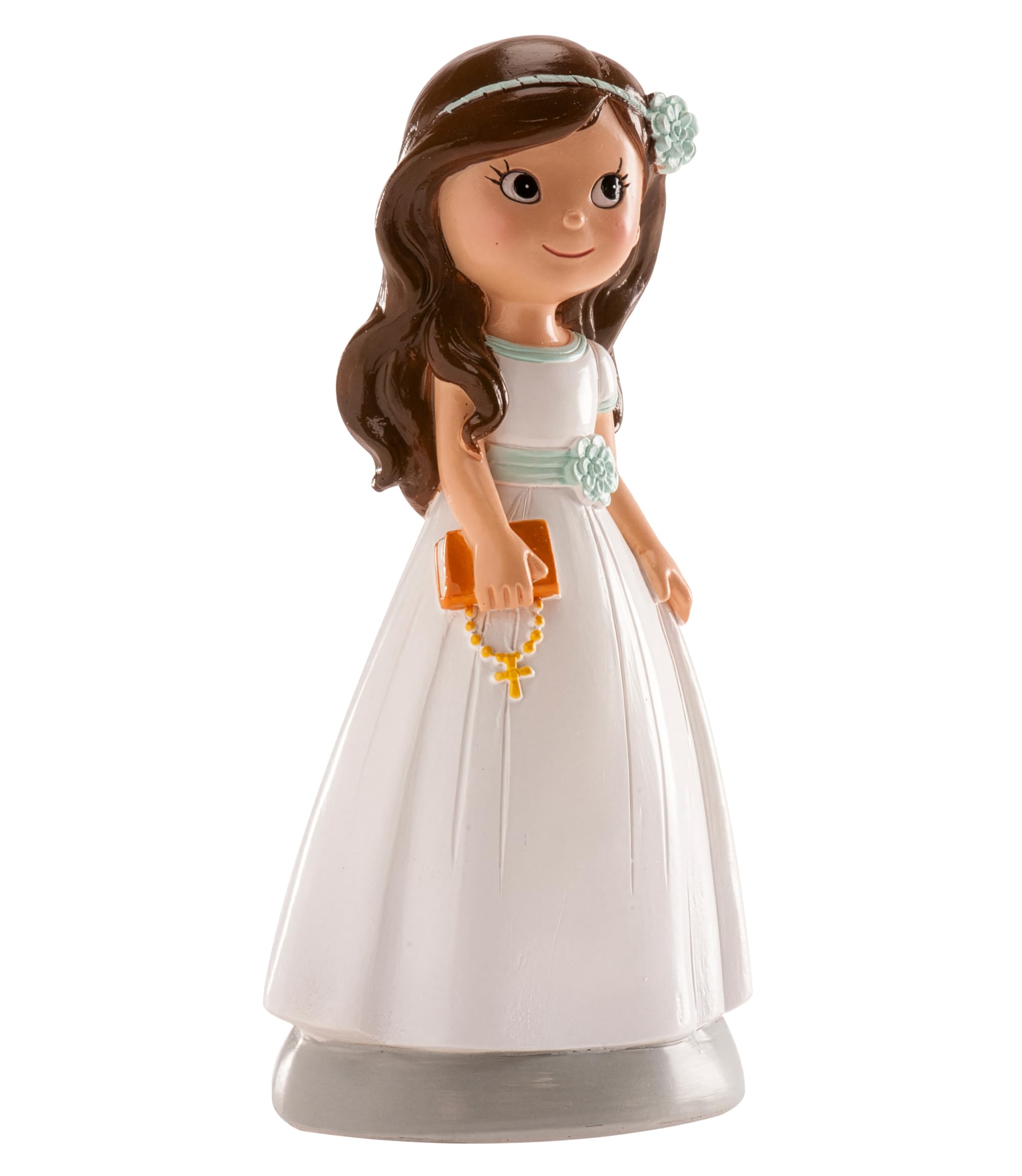 dekora - Decorative Figure for First Communion - Girl with Catechism - Made of Resin - Cake Topper - 13 cm Tall - Original and Detailed Design - Food Contact Safe