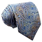 Shlax&Wing Silk Neckties Ties Blue Paisley Wedding Extra Long Size