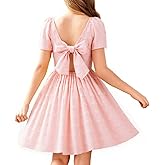 Young Girl Easter Dress Graduation Short Sleeve Summer Casual Tie Back Princess Style Dress