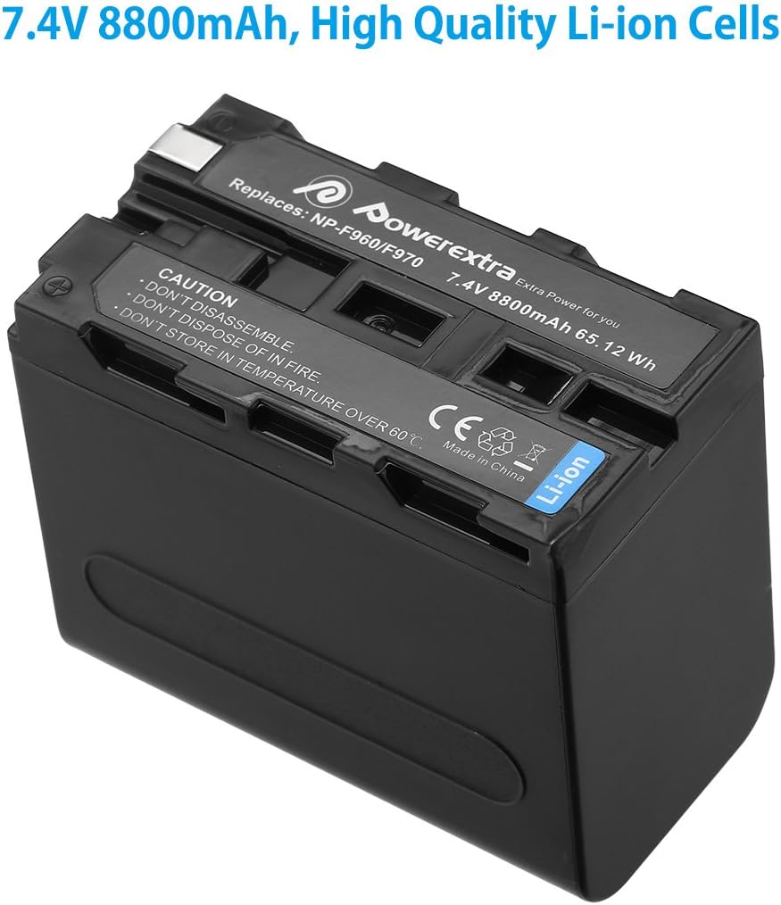 Powerextra 2 Pack Replacement Sony NP-F970 Battery Compatible with Sony DCR-VX2100, DSR-PD150, DSR-PD170, FDR-AX1, HDR-AX2000, HDR-FX1, HDR-FX7, HDR-FX1000, HVL-LBPB, HVR-HD1000U, HVR-V1U, HVR-Z1P : Home Audio & Theater