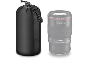 Selens Black Protective DSLR Camera Drawstring Soft Neoprene Lens Pouch Bag, Large Size