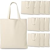 GiftExpress 12-pack 13” x 11" W Natural Color Canvas Tote Bag/DIY Craft Bags/Grocery bags (12 Pack)