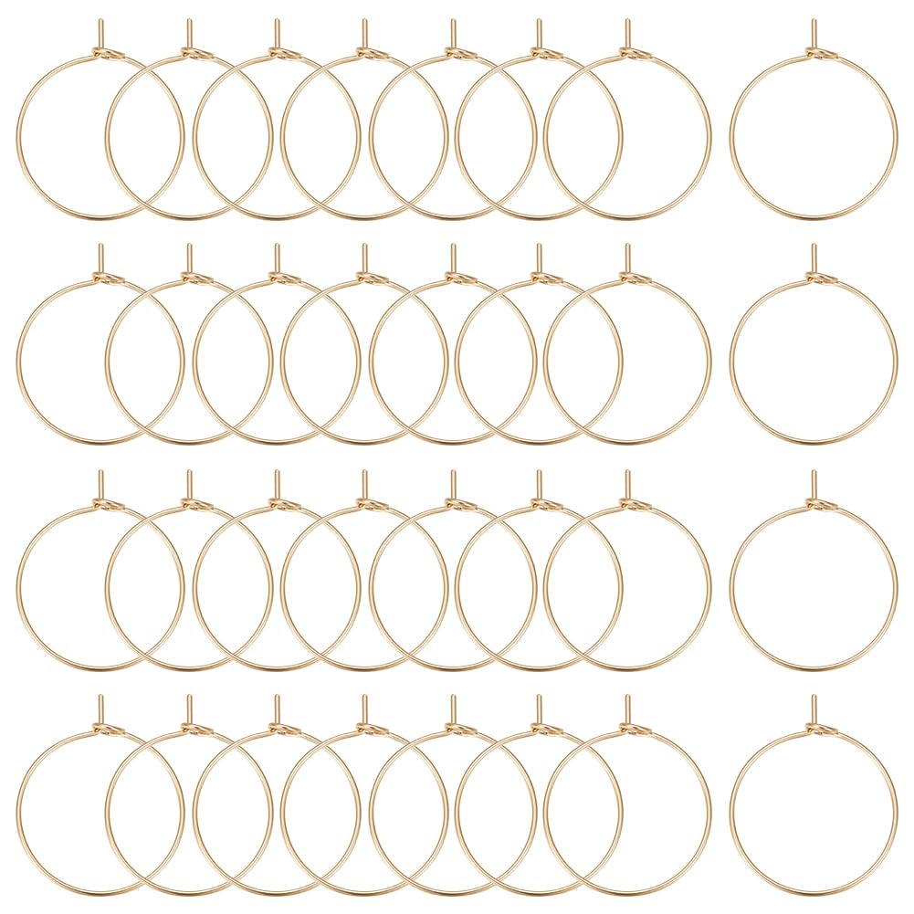 Beebeecraft 1 Box 100Pcs Hoop Earring Findings 18K Gold Plated 316 Stainless Steel 20mm Wine Glass Charms Rings with 0.7mm Pin DIY Earring Beading for Hoop Earrings Making — image 1