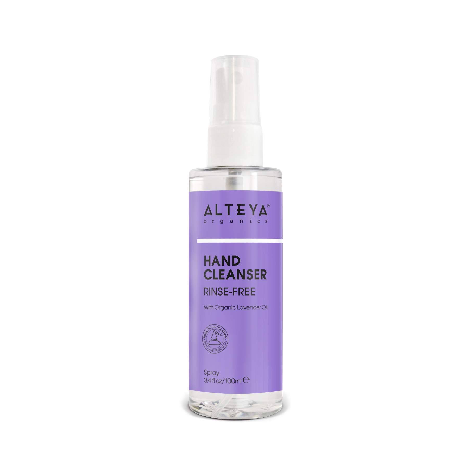 Alteya Organic Hand Cleanser, Rinse-Free, 3.4Fl Oz/ 100mL - With 70% Alcohol, With Organic Bulgarian Lavender Oil