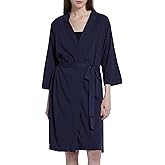 SIORO Women's Wool Robe, Short Bathrobe, Lightweight Loungewear with Pockets, Plus Size Sleepwear for Spa, Resort & Hotel