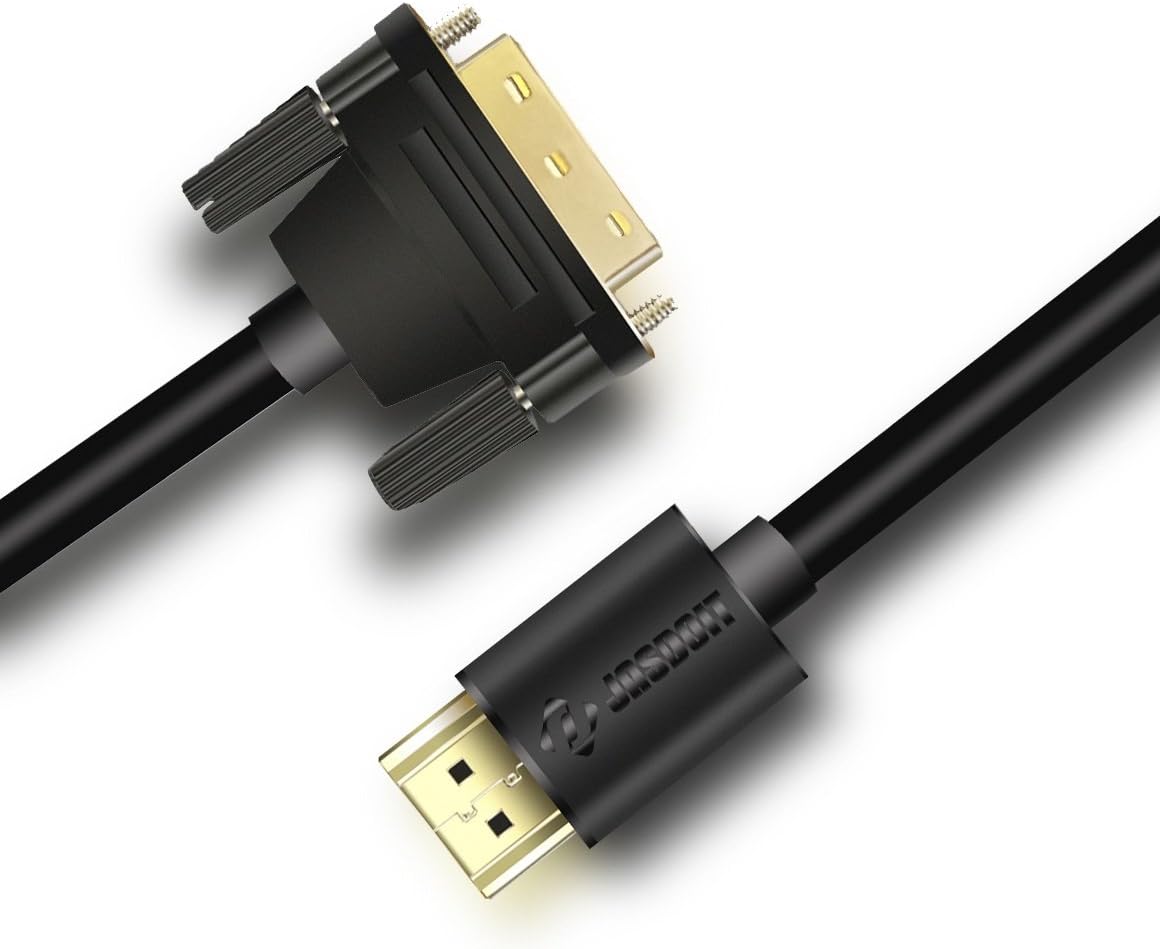 HOOZER HDMI to DVI Cable, DVI D to HDMI Cable Bi-Directional, Gold Plated Support 1080P for Blu Ray Player, PS 4, Nintendo Wii, Plasma, DVD, Computer, HDTV, Projector and More (1m)