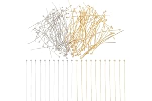 BENECREAT 120Pcs 2 Styles Real Gold Plated Ball Pins, 20~24 Gauge Metal End Headpins Findings for DIY Jewelry Making Findings Earring