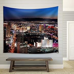 Night View in Las Vegas - Fabric Tapestry, Home Decor - 51x60 inches