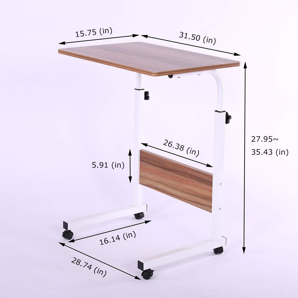 Laptop Cart 31.5" Mobile Table Fancasa Movable Portable Adjustable Notebook Computer Stand with Wheels (Teak): Home Audio & Theater