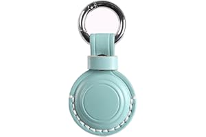 KEEPXYZ Genuine Leather Airtag Holder Suitable for Apple Airtag Keychain Leather, Small Air Tag Holder with Key Rings, Protective Airtag Case Cover Accessories - Cyan V1.0