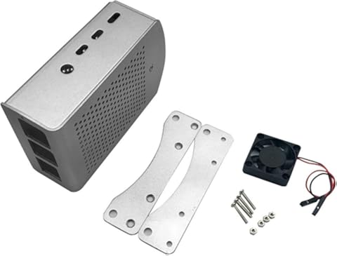 nbvmngjhjlkjlUK Caja de Aluminio Caja de Carcasa de Metal Plateado con Ventilador Caja de Plata para Rpi 4 Modelo B Caja Rpi 4B (Plata)