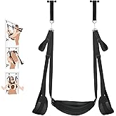 BDSM Door Sex Toys Sex Swing Bondage Slave Leather Soft Plush Sex Slings with Adjustable Straps, Hanging Door Handcuffs Leg R