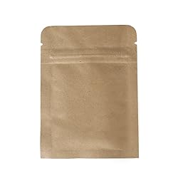 100/Pack Flat-Style Kraft Paper/Foil Zip Top