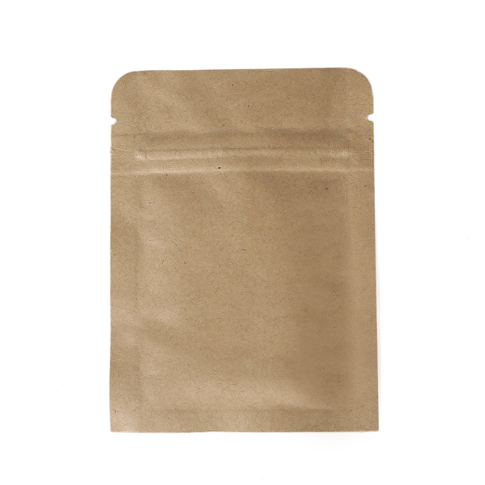 100/Pack Flat-Style Kraft Paper/Foil Zip Top