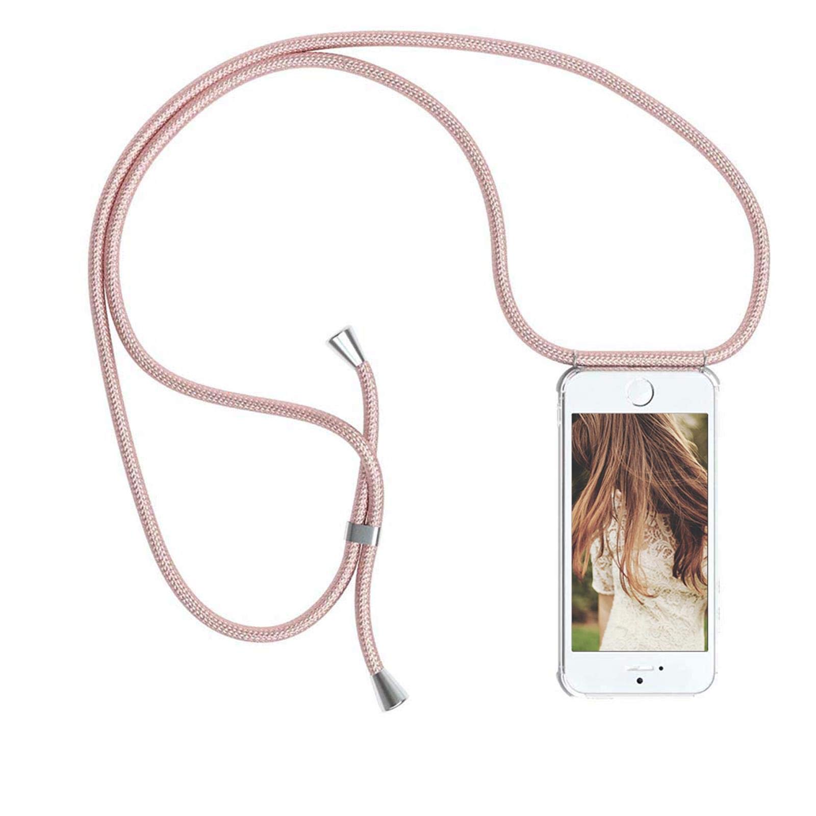 OnlyCase Case For Samsung Galaxy S20 FE, [Adjustable Length Lanyard] Ultra-Slim Crystal Clear Transparent Silicone Shockproof Crystal Soft Flexible TPU Bumper Cover Smartphone Necklace