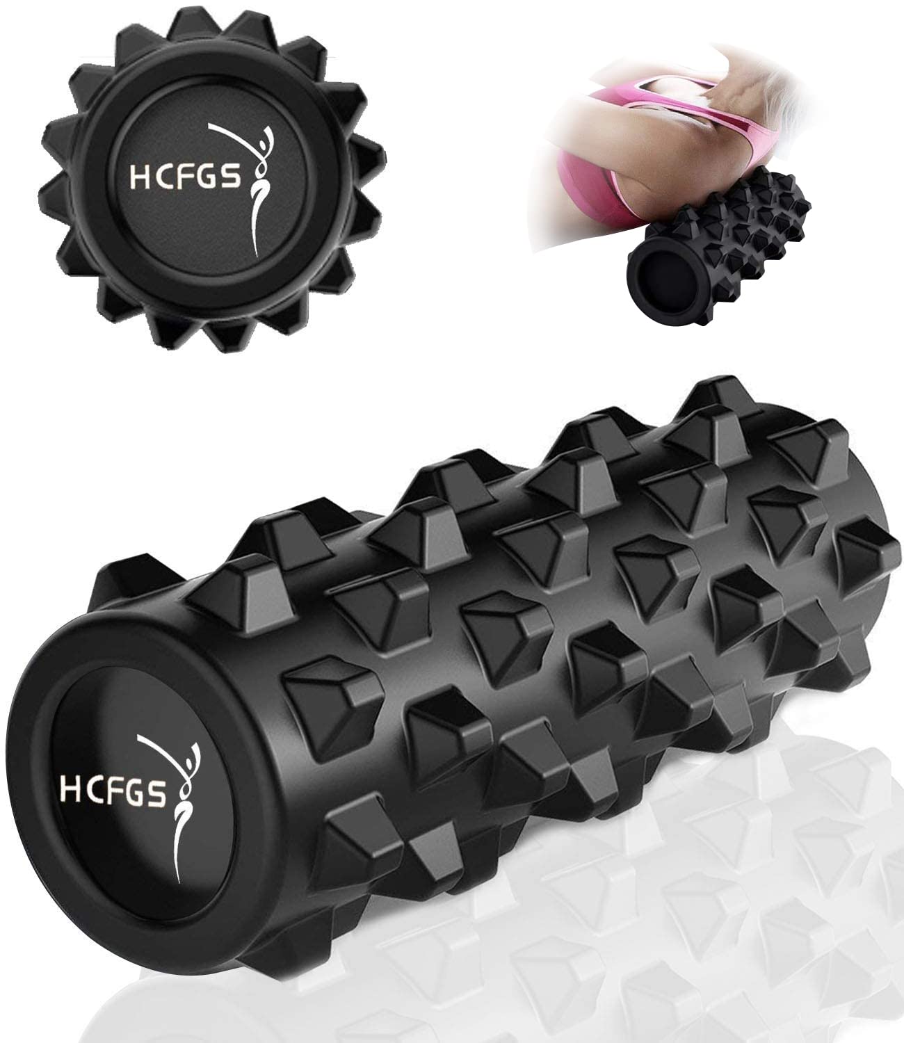 Foam Rollers, Trigger Point Fitness Foam Roller Deep Tissue Muscle Massage Roller Yoga Pilates Roller for Relax Muscles, Balance Exercises, Physical Therapy, Pain Relief (Black 13 inch)