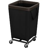 StorageWorks Laundry Hamper with Wheels, 160L Rolling Black Basket | Black Rolling Basket, Heavy Duty Laundry Cart for Bedroom, Bathroom, College, Dorm