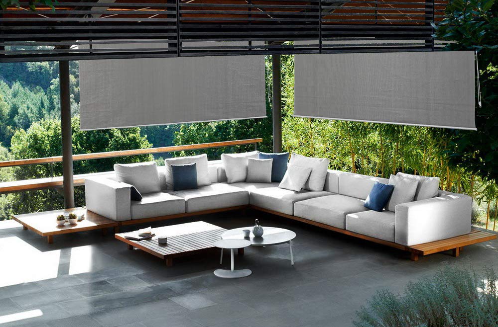 PHI VILLA Outdoor Patio Sun Shade Roller Shade 8ft(W) by 6ft(H) Grey