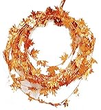 Fall Harvest Wire Leaf Garland 25ft Long (Orange Gold)