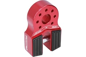 Aramox Winch Hook, Flat Winch Shackle Mount 16000lb Loading with Rubber Side Guard Aluminium Alloy Universal for UTV SUV Pick