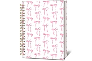 LIANGW Cute Pink Diary Journal for Teen Girls & Women, Cute Preppy Bow Stuff Christmas Gifts for Women Girls - Cute School Supplies, Coquette Stuff Pink Bow Bible Hardcover Spiral Notebook 5.5x8.3