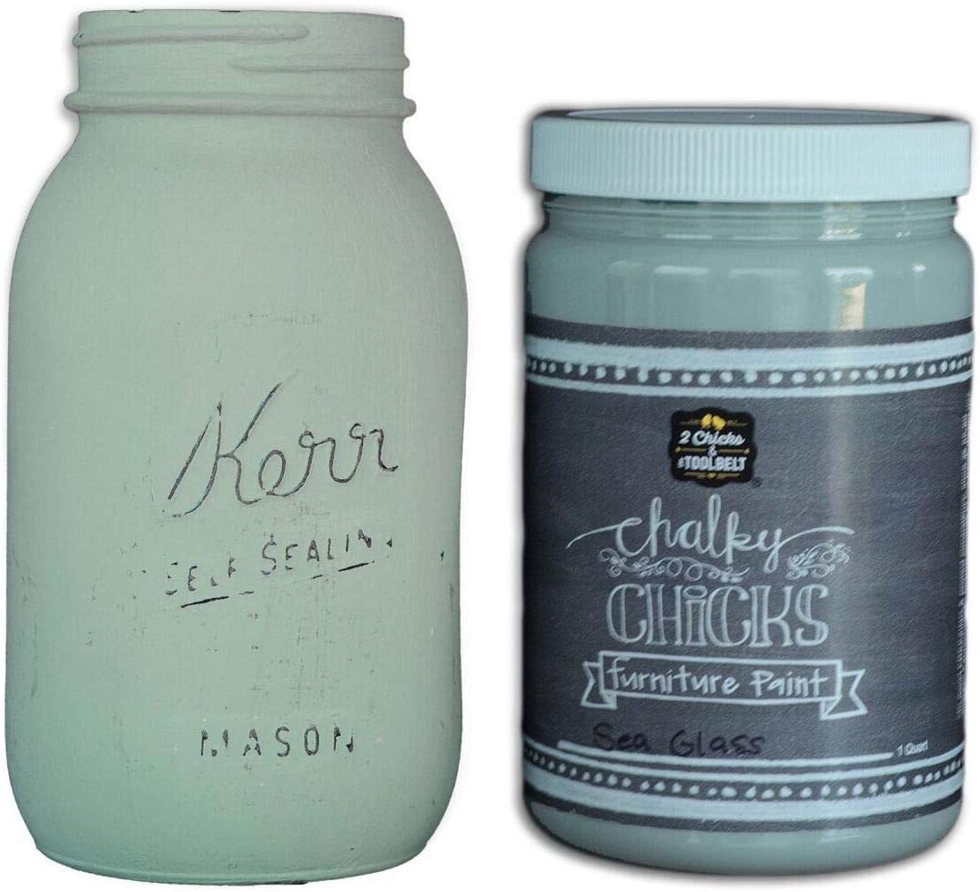 Chalk Finish Paint - Furniture & Cabinet Paint (32 oz, Sea Glass)