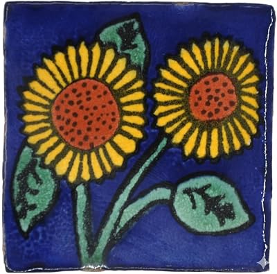 Tumia LAC Gabriella Talavera Tile 5x5cm Handmade Mexican Ceramic Crafts
