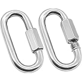 Anvin 2 Pack Quick Link M8 5/16 Inch Heavy Duty Carabiner D Shape Chain Links 1500LB Capacity Repair Utility Links Safety Chain Connector for Camping Outdoor Equipment Locking Hammocks Harness Leash