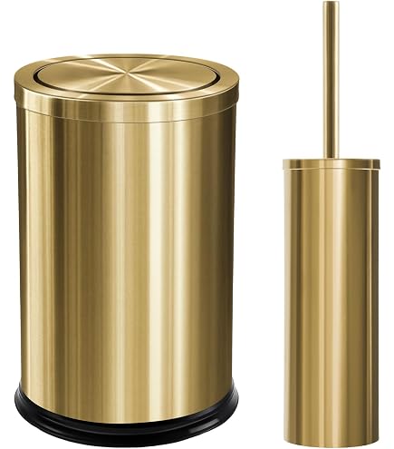 Amazon.com: Maxdot 2 Pcs Gold Bathroom Trash Can with Flipping Lid
