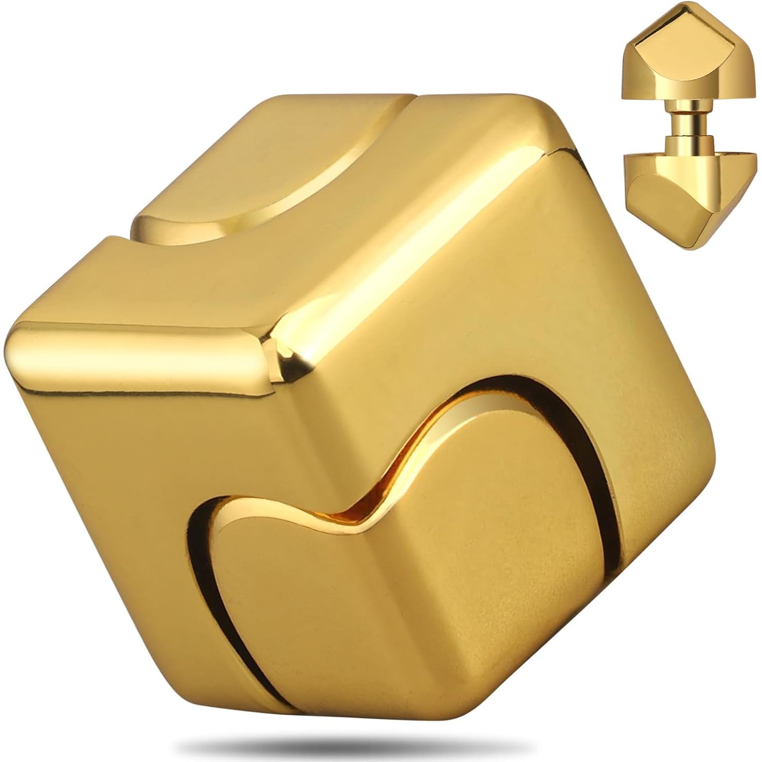 Fidget Toys Cube, Fidget Spinner Cube for Adults, Gadgets Desk Office Toys Fidget Sensory Toy, Leisure Stress Relief Tabletop Toy as Gift for Kids/Girls/Teens and Men (Gold)