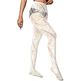 ShawGobow Patterned Tights,Floral Fishnet Stockings For Women,Goth Outfits Rave Festival Halloween