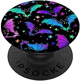 Gothic Bat Halloween Pattern Spooky Bats Lover gift on Black PopSockets Swappable PopGrip
