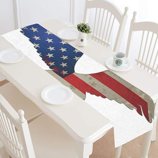 WBSNDB Nightstand Table Runner Blue Red USA Eagle Flag
